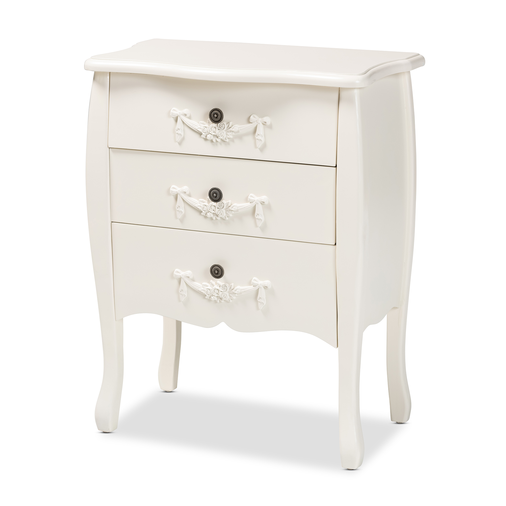 Baxton Studio Eliya Classic and Traditional White Finished Wood 3-Drawer Storage Cabinet